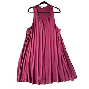 Sleeveless Lace-Up Mini Dress in Burgundy